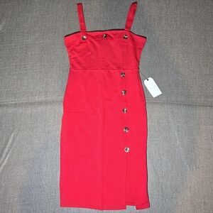 Stella Luce Vibrant Red Bodycon Midi Dress Womens Large